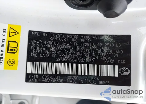 2017 Lexus Es 350 z USA, uszkodzony, nr VIN 58ABK1GG4HU071559